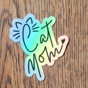 Cat Mom Holographic Sticker // planner stickers